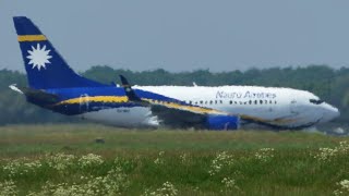 Nauru Airlines B737700 TakeOff from Norwich Airport Rare [upl. by Adnohser757]