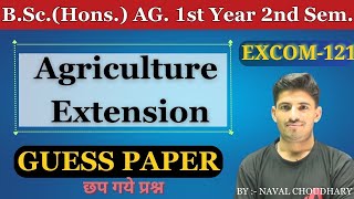 GUESS PAPER Ag Extension 121 Most imp Quesnavalchoudhary3369 BSc Agriculture 1st Year 2nd year [upl. by Ekihc]