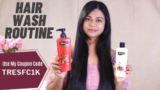 How I Wash My LONG Hair  Review TRESemmé Keratin Smooth Shampoo and Conditioner Sushmitas Diaries [upl. by Ycat578]