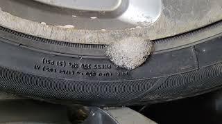 tyre wall biding defect loses pressure signs [upl. by Rehsa]