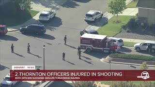 2 Thornton officers shot in standoff have nonlife threatening injuries PD [upl. by Hatnamas]