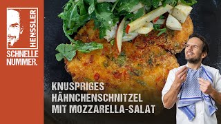 Schnelles Knuspriges Hähnchenschnitzel mit MozzarellaSalat Rezept von Steffen Henssler [upl. by Romalda]