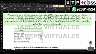 🔴AC  S06 Semana 06  TAREA ELASTICIDADES en Excel  ECONOMÍA UTP Septiembre 2024 923814524 [upl. by Marrissa]