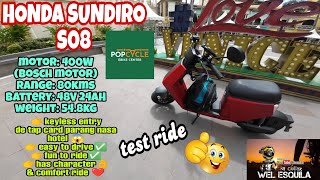 HONDA SUNDIRO S08  TEST RIDE amp REVIEW  POPCYCLE E BIKE CENTER [upl. by Arabella692]