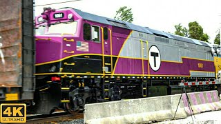 Railfanning Millfair Rd 61419 MBTA F40PH PC 1073 2 2Train Meets HornshowsMore [upl. by Phenice]