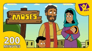 Story about Moses PLUS 15 More Cartoon Bible Stories for Kids [upl. by Tonie]