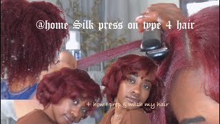 Detailed home Silk Press on my type 4 hair …that poofs [upl. by Cassella438]