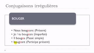 DELF B1  Unit 14  Lesson M  Conjugaisons irrégulières  Verbes en ger [upl. by Llerral316]