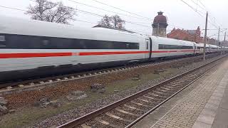 Zugfahrten im Bahnhof Rathenow am 11112024 FLIXTRAIN ICE langsame Fahrt und SETG Holzzug [upl. by Suertemed]