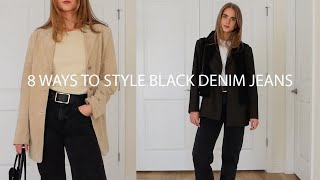 8 ways to style black denim jeans for winter  winter outfit ideas [upl. by Ahsek]