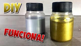 Como fazer Tinta dourada e prateada em casa DIY [upl. by Tybie424]