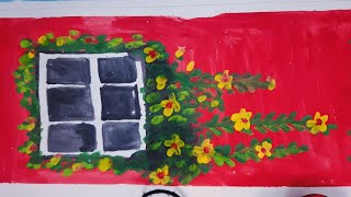 Easy Flowers 💐 window painting  Painting  artwork [upl. by Milurd533]