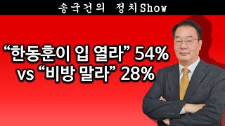 송국건TV “한동훈이 입 열라” 54 vs “비방 말라” 28 [upl. by Kennedy]