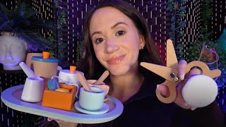 ASMR  Complete Wooden Makeover haircut makeup manicure layered sounds [upl. by Dane]