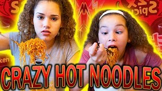 Nuclear Fire 2X Noodles Challenge Haschak Sisters [upl. by Nialb208]