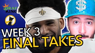 DraftKings Week 3 Final Takes  NFL DFS Picks And 2024 Fantasy Football [upl. by Temhem]