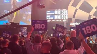 Live Darts Walkons  Mike De Decker amp Luke Humphries  World Grand Prix of Darts Leicester 2014 [upl. by Bernadene]