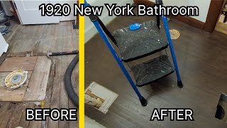 Renovating 104 Year Old Bathroom In Upstate New York  Flooring Done [upl. by Orabelle]