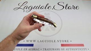 Laguiole Corkscrew Knife Snakewood Handle  Brass Bolsters [upl. by Anelat]