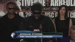 Bermane Stiverne loses his cool at the final press conference prior to fight with Arreola [upl. by Mariann]