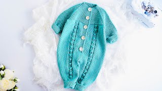 KNITTING PATTERN Baby JumpsuitOnesie quotTallys Pearlsquot  4 sizes review [upl. by Blas516]