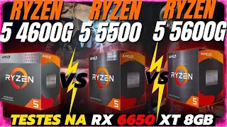 Ryzen 5 4600G vs Ryzen 5 5500 vs Ryzen 5 5600G  RX 6650 XT Phantom  Testes em 10 Games 1080P [upl. by Aynahs853]