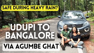 UDUPI to BANGALORE by Road via AGUMBE GHAT During Heavy Rain  Safety Tips  Western Ghat Drive [upl. by Inor496]