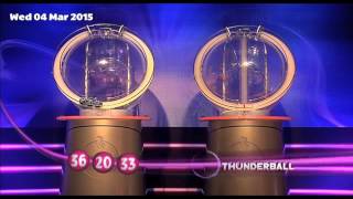 The National Lottery ‘Thunderball’ draw results from Wednesday 4th March 2015 [upl. by Crowe]