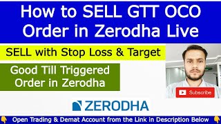 How to Sell GTT OCO Order in Zerodha Live  Place Target amp Stop Loss Order in Zerodha [upl. by Annavoeg622]