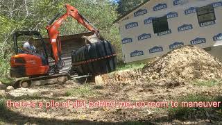 Setting a septic tank making sure our ditch is level for chamber [upl. by Ahsenar]