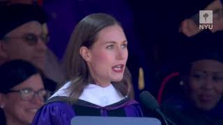 2023 NYU Commencement Speaker Sanna Marin Prime Minister of Finland [upl. by Humpage704]