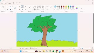 How to Draw Tree in MS Paint  Natural Scenery Draw in MS Paint  MS Paint Tutorial in Hindi [upl. by Eirrem]