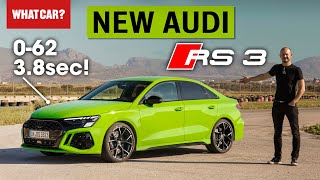 Audi RS3 review – NEW 180mph performance car driven  060mph test  What Car [upl. by Wier]