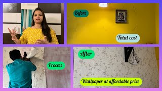 Our Wall Makeover  Wallpaper  Cost  Time  Pastel colours  Marathi Vlog  Priyanka Bhushan [upl. by Arabele]