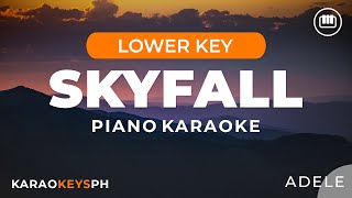 Skyfall  Adele Lower Key  Piano Karaoke [upl. by Nadual]