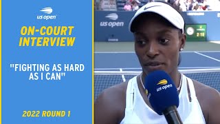 Sloane Stephens OnCourt Interview  2022 US Open Round 1 [upl. by Valina]