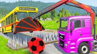 TRANSPORTING PIXAR CARS amp FRUITS WITH COLORED amp JOHN DEERE vs CLAAS vs TRACTORS  BeamNGdrive 983 [upl. by Anoek]