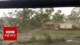 Watch US tornado rip roof from house  BBC News [upl. by Gilberte]