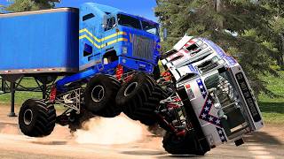 Race  MonsterTrucks amp Mad Cars Carnage❗ Epic Jumps Crashes❗  BeamNGdrive [upl. by Bernt234]