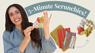 How to Sew an Easy Scrunchie from Scraps  Full tutorial  Scrap Busting Ep 2 [upl. by Allenad]