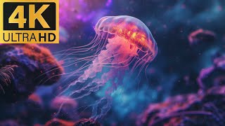 4K Frame TV Art Screensaver Dive into Wild Nature with Jellyfish [upl. by Yaral]