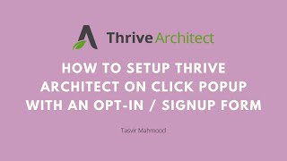 How to setup Thrive Architect on click Popup with signup form Without using Thrive Leads [upl. by Sawtelle]