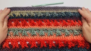 EASY Crochet Stitch For Blankets And Scarfs  3D V Stitch [upl. by Nialb162]