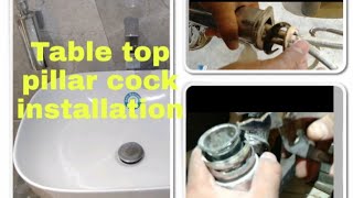 How to fit a table top basin mixer pillar cock vessel sink installationguide [upl. by Kreiner]