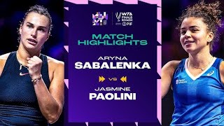 Sabalenka vs Paolini WTA Finals Riyadh 04112024 [upl. by Annaynek]