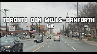 Drive From Donmills Road to Danforth Avenue and Warden Toronto Canada 4K [upl. by Aihtnamas508]