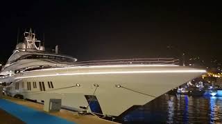 Carinthia VII and Lady Lara at Monaco Yacht Show 2023 at night time 4k 60p [upl. by Notserc]