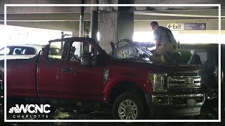 Fire engulfs 4 cars at Charlotte airport parking deck [upl. by Vilberg]