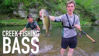 Creek Fishing Smallmouth Bass  Senko and Topwater [upl. by Zola270]