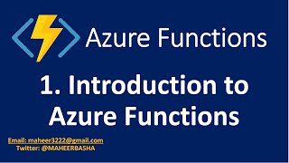 1 Introduction to Azure Functions [upl. by Buller966]